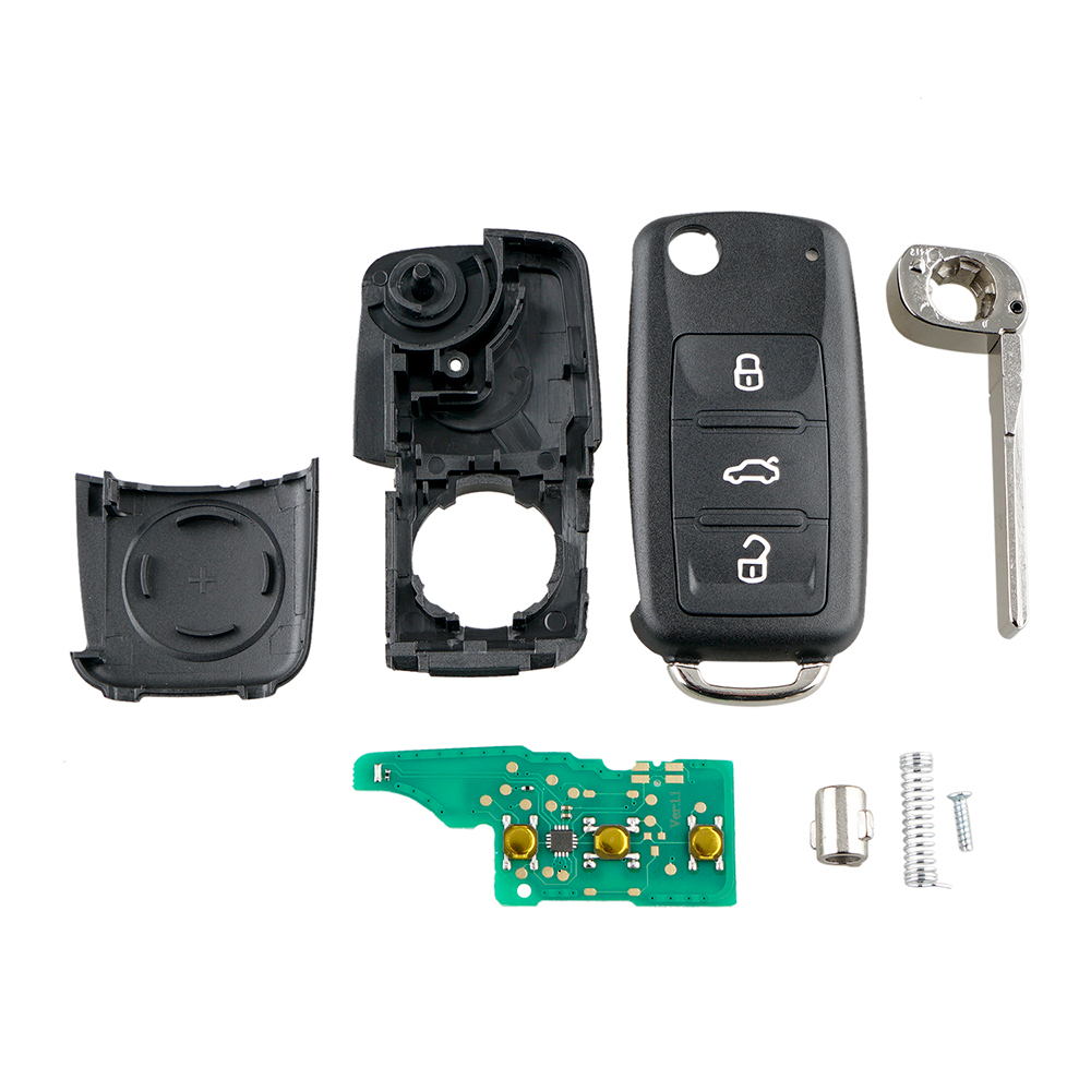 Cheie completa compatibila Volkswagen Skoda Seat model nou, telecomanda 433mhz, cip ID48
